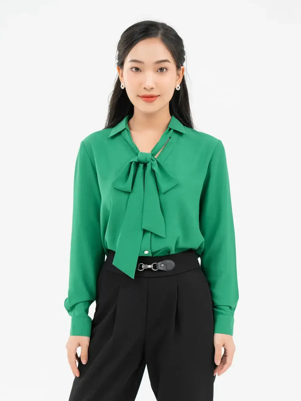 Sơ Mi Dài Tay Nữ Dáng Fit - Tím than - S