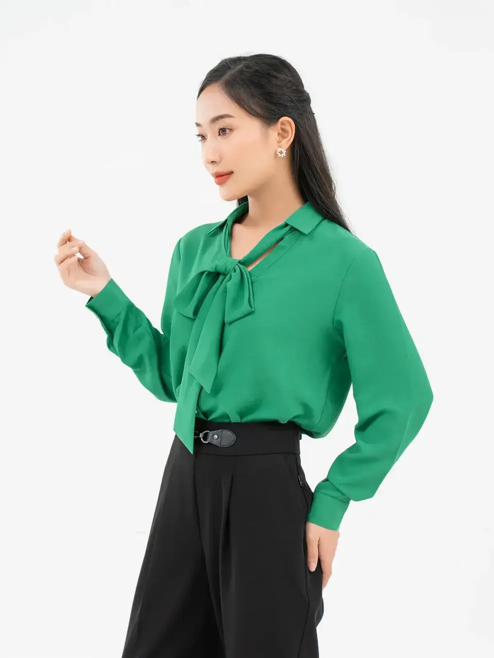 Sơ Mi Dài Tay Nữ Dáng Fit - Tím than - S