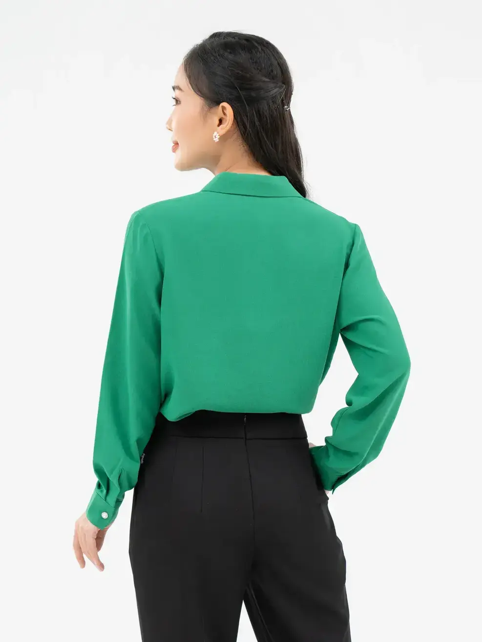 Sơ Mi Dài Tay Nữ Dáng Fit - Tím than - S